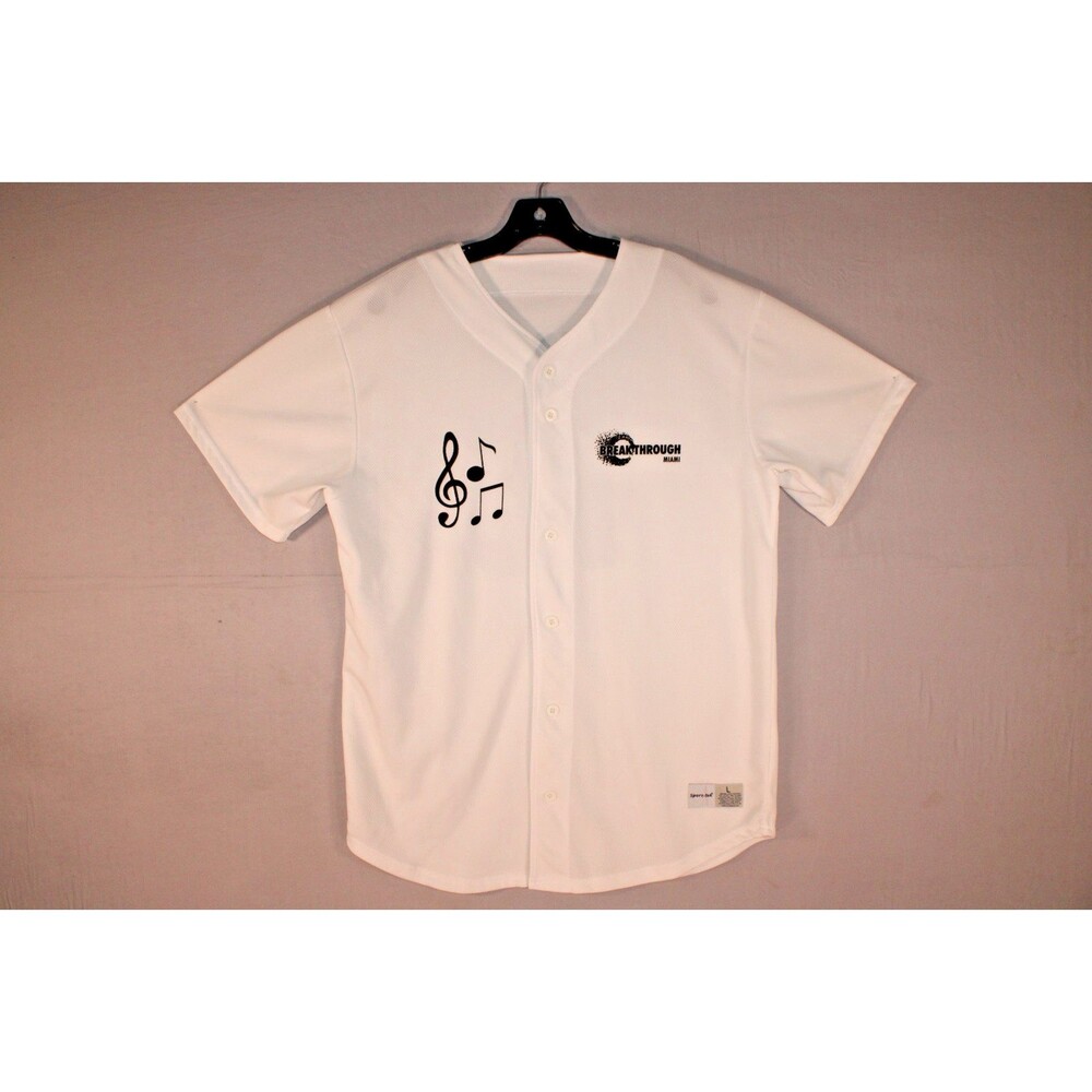 Sport-Tek Breakthrough Miami Stereo Heart #16 White Baseball Jersey Men's L